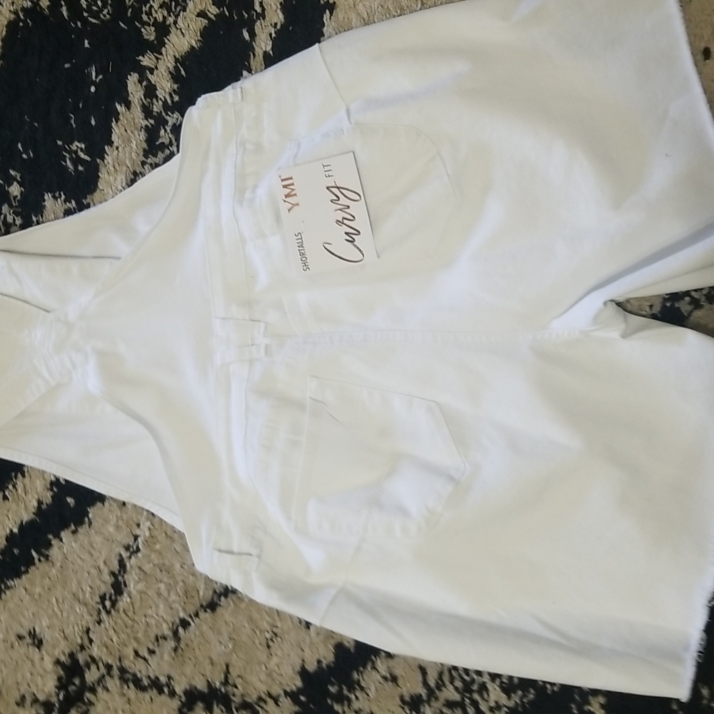 ⛱️YMI Jean's Curvt Fit White Distressed Shortalls Size 17 Jrs - Picture 6 of 12